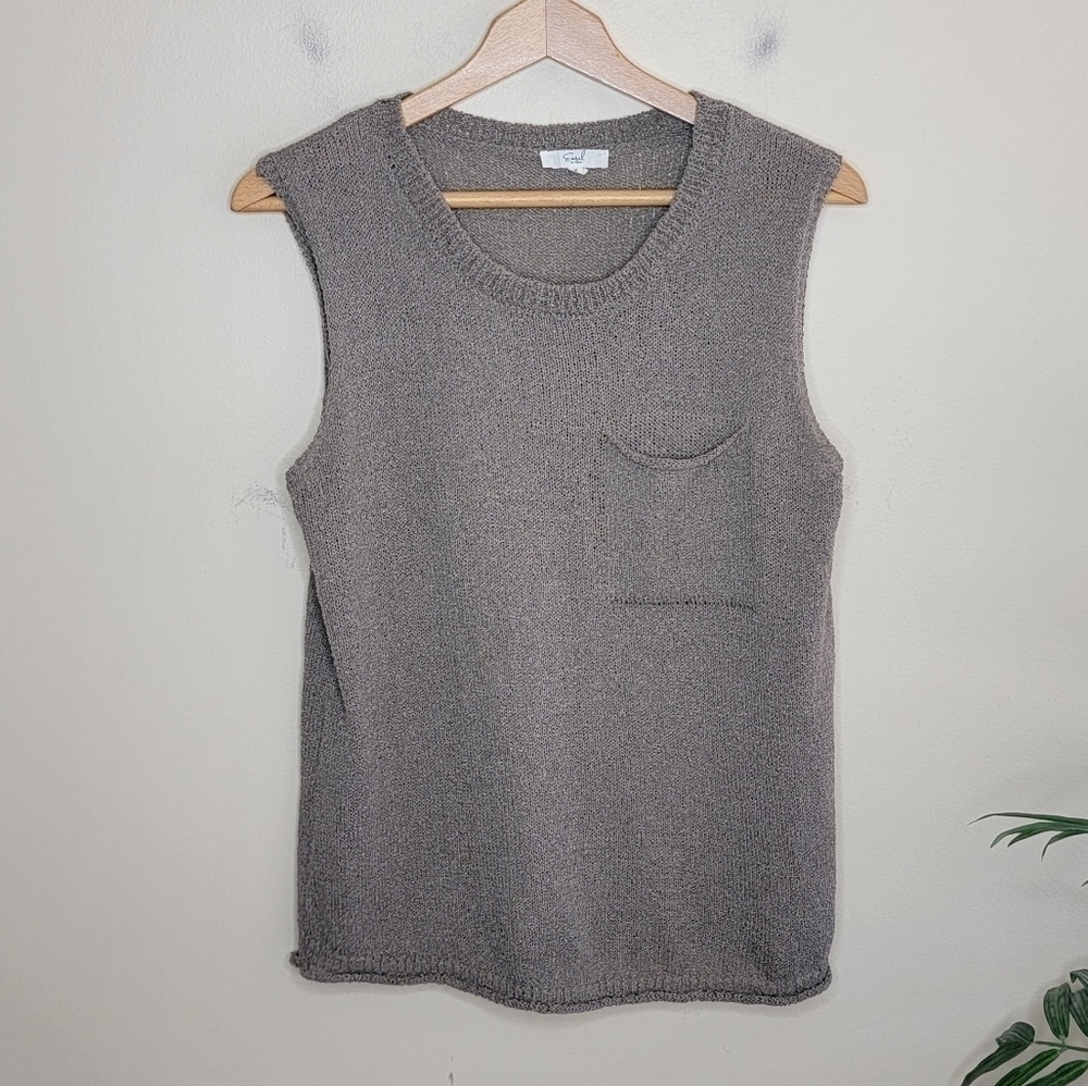 Easel Brown Nubby Knit Sleeveless Sweater Tank Top Size Medium Casual Layering